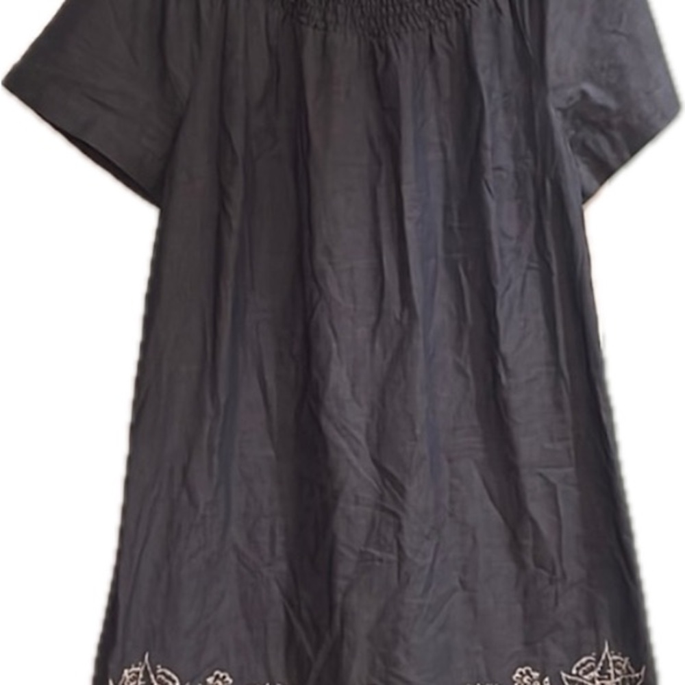 Talbots Women's Navy Off-Shoulder Dress with Floral Embroidery - Picture 4 of 6